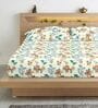 Cream Floral Printed Fitted Bedsheet for 72 x 78 Inches Mattress with 6 Inch Depth