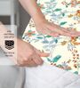 Cream Floral Printed Fitted Bedsheet for 72 x 78 Inches Mattress with 6 Inch Depth
