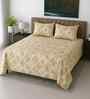Cream Geometric 210 TC Mix Cotton Super King Size Bedsheet with 2 Pilllow covers Essential Series Collection