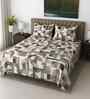 Cream Geometric 210 TC Mix Cotton Super King Size Bedsheet with 2 Pilllow covers Essential Series Collection