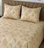Cream Geometric 210 TC Mix Cotton Super King Size Bedsheet with 2 Pilllow covers Essential Series Collection