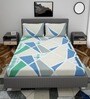 Multicolor Geometric 260 TC Cotton Blend Fitted Bedsheet With 2 Pillow Covers