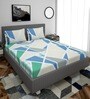 Multicolor Geometric 260 TC Cotton Blend Fitted Bedsheet With 2 Pillow Covers