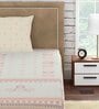 Cream Geometric 300 TC 100% Cotton Single Bed Sized Bed Sheets With 1 Pillow Cover