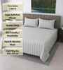 Cream Geometric 400 Tc Cotton Super King Size Bedsheet With 2 Pillow Covers