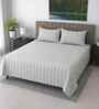 Cream Geometric 400 Tc Cotton Super King Size Bedsheet With 2 Pillow Covers