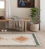 Cream Geometric Hand Woven 6 Ft X 4 Ft  Dhurrie
