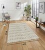 Cream Geometric Polyester Blend 4 X 6 Feet Machine Made Carpet