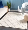 Cream Geometrical Wool 5 ft x 7 ft Hand tufted Carpet