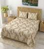 Cream Gold Metro 186 TC Cotton King Bedsheet With 2 Pillow Covers