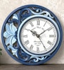 Cream And Gold Solid Wood Swarna Chandra Wall Clock