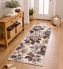 Grey Floral Polypropylene 5 Ft X 2 Ft Machine Made Runner