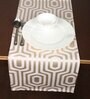 Cream Hallway Geometric Cotton Jacquard (84 x 13) Table Runner
