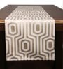 Cream Hallway Geometric Cotton Jacquard (84 x 13) Table Runner