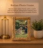 Cream Handwoven Rattan Photo Frame