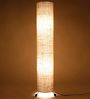 White Fabric Shade Floor Lamp with Beige Base
