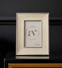 Cream Leather & Metal Weave Wall And Tabletop Photo Frame 5X7Inches