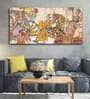 Cream Madhubani Canvas Wall Painting