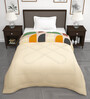Cream Microfiber Abstract 180 GSM Fusion Reversible Single Comforter