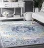 Blue Persian Polyester 3 ft x 5 ft Machine Made Carpet