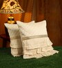 Cream Textured Poly Satin 16 x 16 Inches Cushion Covers (Set of 2)