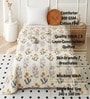 Cream Polycotton Floral 300 GSM Single Bed Reversible Quilted Comforter