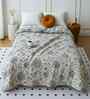 Cream Polycotton Floral 300 Gsm Soft Quilted Double Bed Comforter