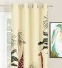 Cream Abstract Polyester 5 Ft Light Filtering Eyelet Window Curtains (Set of 2)