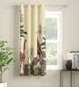 Cream Abstract Polyester 5 Ft Light Filtering Eyelet Window Curtain