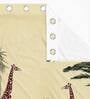 Cream Floral Polyester 7 Ft Light Filtering Eyelet Door Curtains (Set of 2)