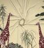 Cream Floral Polyester 7 Ft Light Filtering Eyelet Door Curtains (Set of 2)