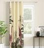 Cream Floral Polyester 7 Ft Light Filtering Eyelet Door Curtain