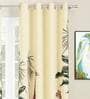 Cream Floral Polyester 7 Ft Light Filtering Eyelet Door Curtains (Set of 2)
