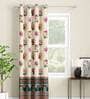 Cream Floral Polyester 9 Ft Light Filtering Eyelet Door Curtain