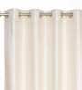 Cream Solid Polyester 9 Ft Light Filtering Eyelet Door Curtains (Set of 2)