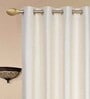 Cream Solid Polyester 9 Ft Light Filtering Eyelet Door Curtains (Set of 2)