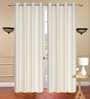 Cream Solid Polyester 9 Ft Light Filtering Eyelet Door Curtains (Set of 2)