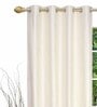Cream Solid Polyester 5 Ft Light Filtering Eyelet Window Curtains (Set of 2)
