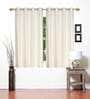 Cream Solid Polyester 5 Ft Light Filtering Eyelet Window Curtains (Set of 2)