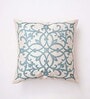 Blue Floral Polyester 16 x 16 Inches Cushion Cover