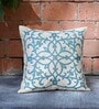 Blue Floral Polyester 16 x 16 Inches Cushion Cover