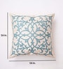 Blue Floral Polyester 16 x 16 Inches Cushion Cover