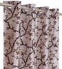 Cream Polyester Floral Light Filtering Eyelet 9 Feet Door Curtains (2 Pc)