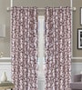 Cream Polyester Floral Light Filtering Eyelet 9 Feet Door Curtains (2 Pc)