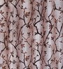 Cream Polyester Floral Light Filtering Eyelet 9 Feet Door Curtains (2 Pc)