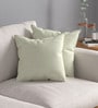 Cream Textured Polyester 16 x 16 Inches Cushion Covers (Set of 2)