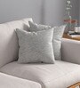 Grey Textured Polyester 16 x 16 Inches Cushion Covers (Set of 2)