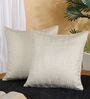Cream Polyester Solid 16x16 inches Cushion Cover Set of 2