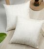 Cream Polyester Solid 16x16 inches Cushion Cover Set of 2