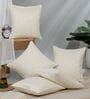 Cream Polyester Solid 16x16 inches Cushion Cover Set of 5